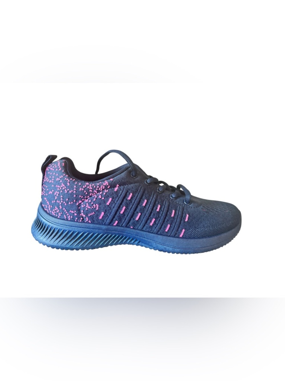 Florida Footwear locker SZ 8 Navy Knit Athletic Sneaker with Pink Accents